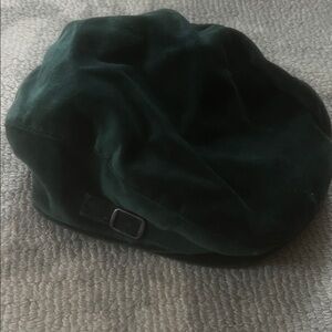 Janie and Jack Plush Velvet Newsboy Hat in Deep Green